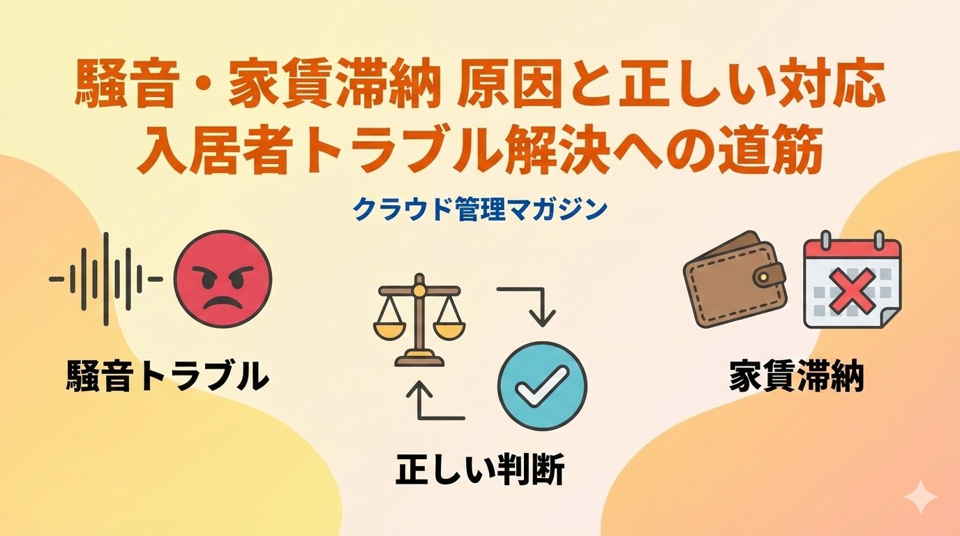 騒音・家賃滞納はなぜ起きるのか？入居者トラブルでオーナーが判断を誤らないための方法