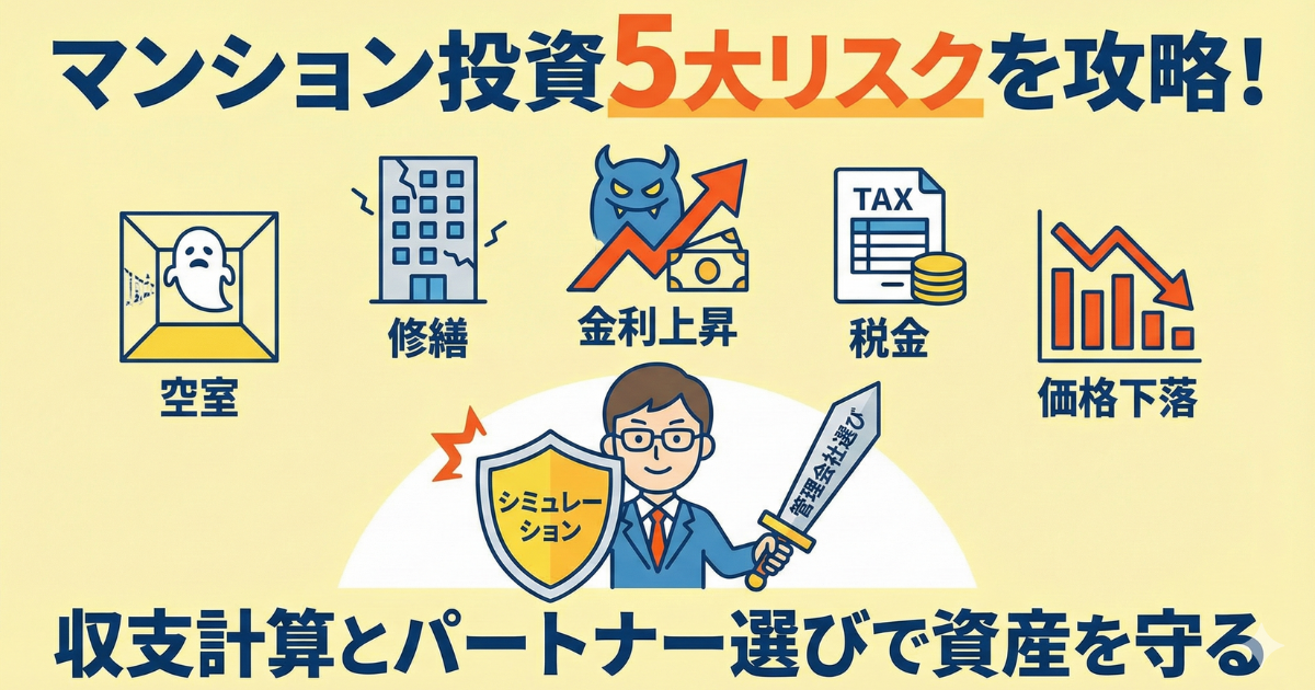 マンション投資5大リスクのイラスト