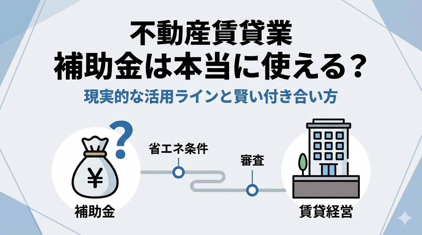 不動産賃貸業に補助金は本当に使えるのか？現実的な活用ラインについて