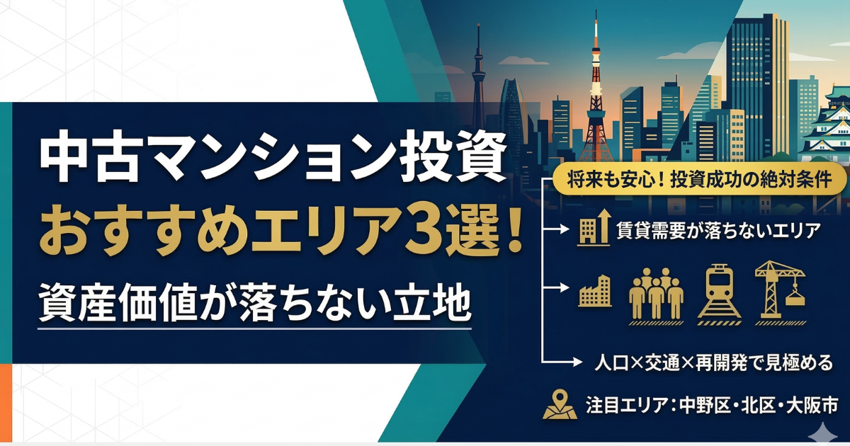中古マンション投資のおすすめエリアを表している画像