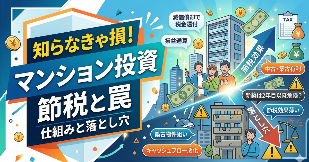 マンション投資の節税と罠についてのイラスト図解