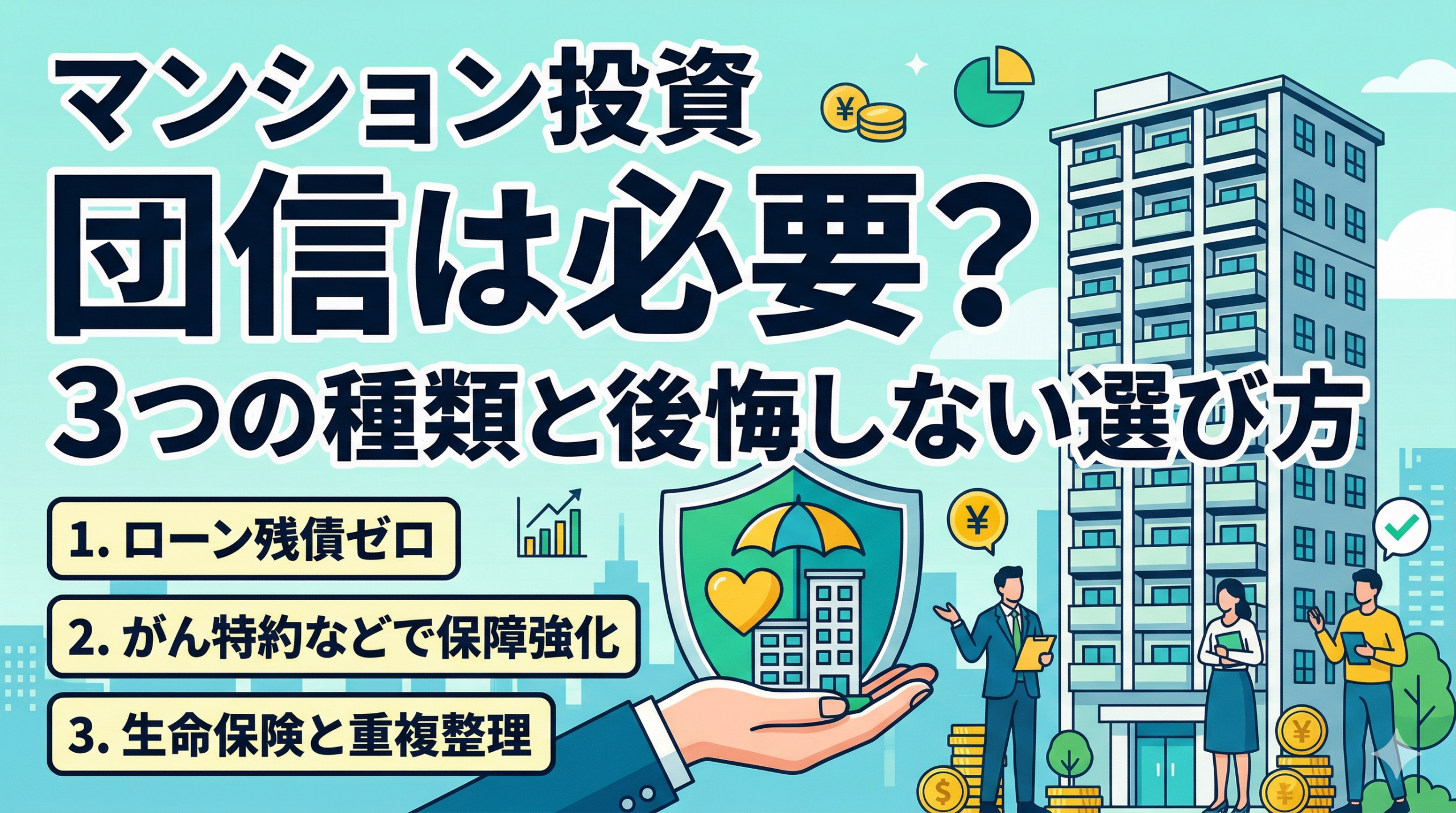 マンション投資に団信は必要かを表した図解イラスト