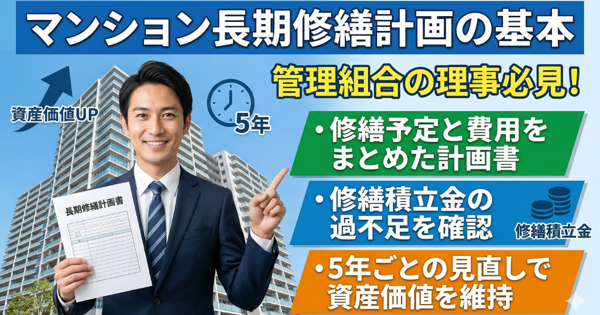 マンション投資の長期修繕計画の基本を表した実写画像
