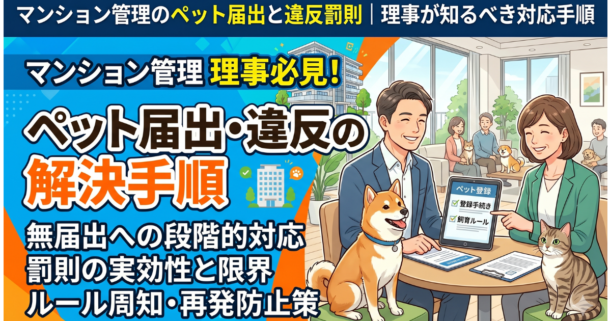 マンション管理のペットの届出や違反の解決手順のイラスト画像