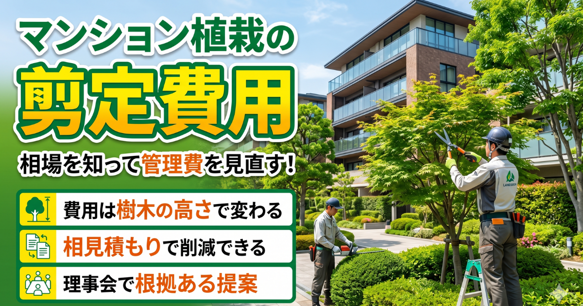 マンション植栽の剪定費用を実写写真と合わせたサムネイル