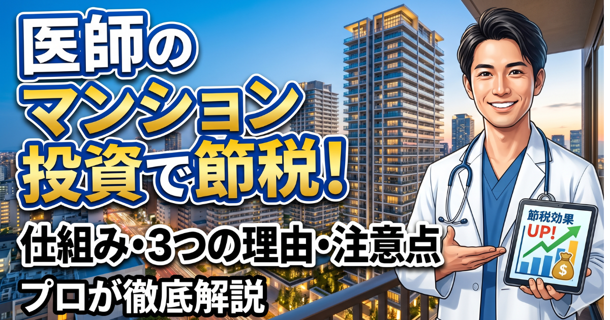 医師のマンション投資で節税する仕組みや理由を表している写真風イラスト
