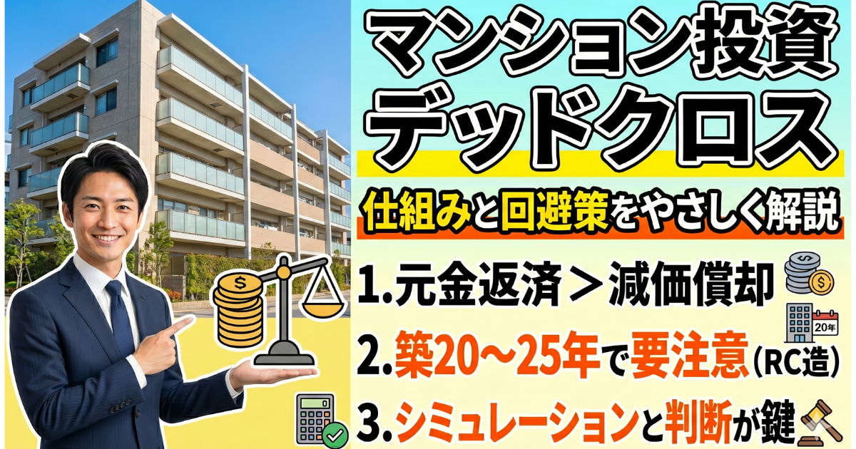 マンション投資デッドクロスの記事に合わせた実写のサムネイル