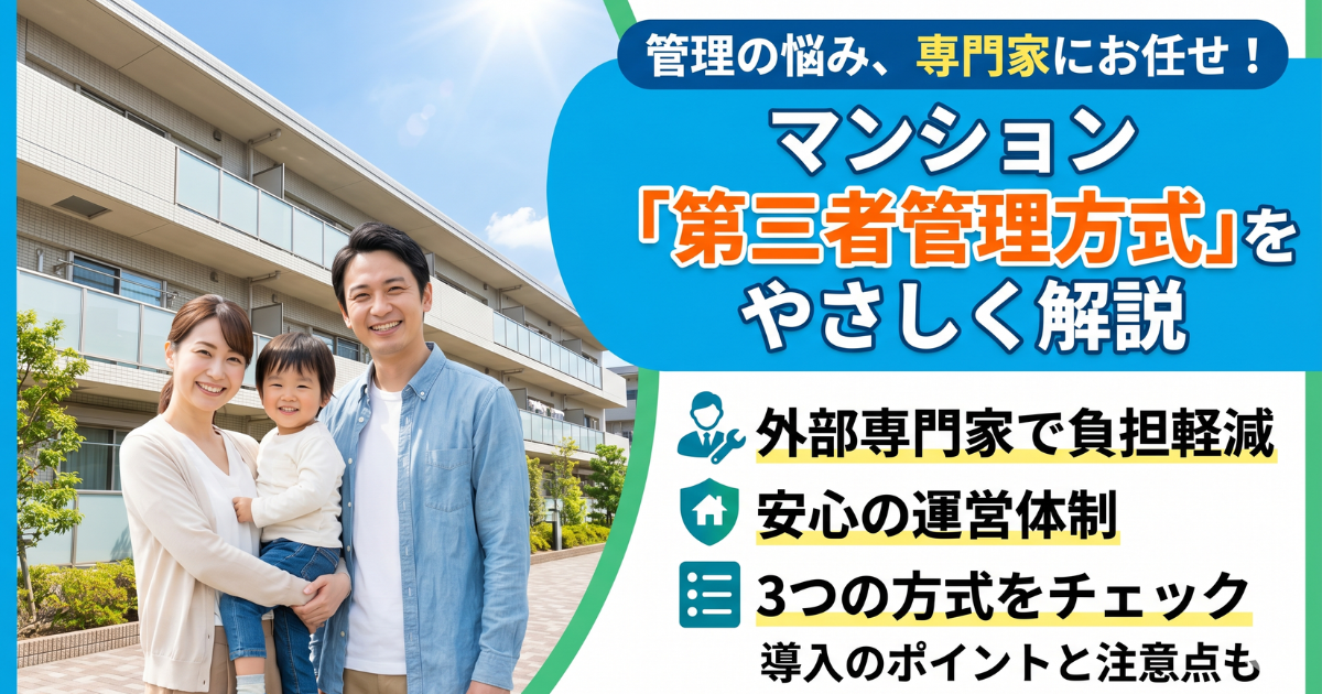 マンション管理の第三者管理方式をやさしく解説と題した実写のサムネイル画像