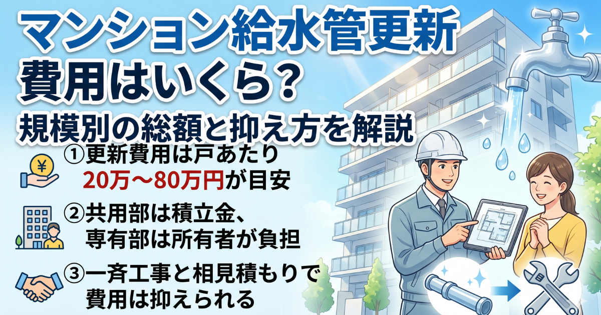 マンションの給水管更新費用はいくらなのか、イラストで表したサムネイル