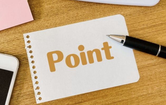 ノートが1枚切られて、そこに「Point」と書かれている写真