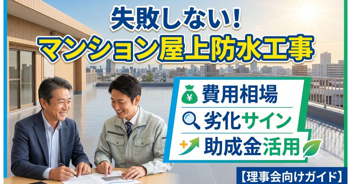 マンション屋上防水工事の費用相場と劣化サイン｜理事会向けガイド