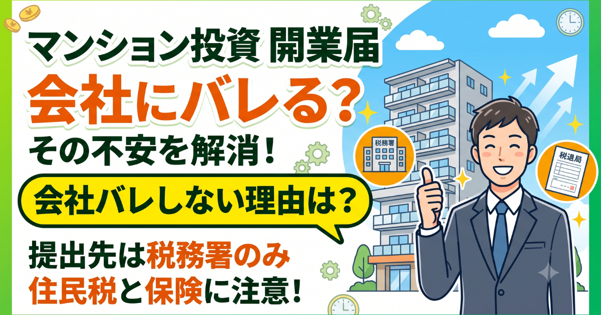 マンション投資の開業届で会社にバレる？かをイラストで表したサムネイル画像