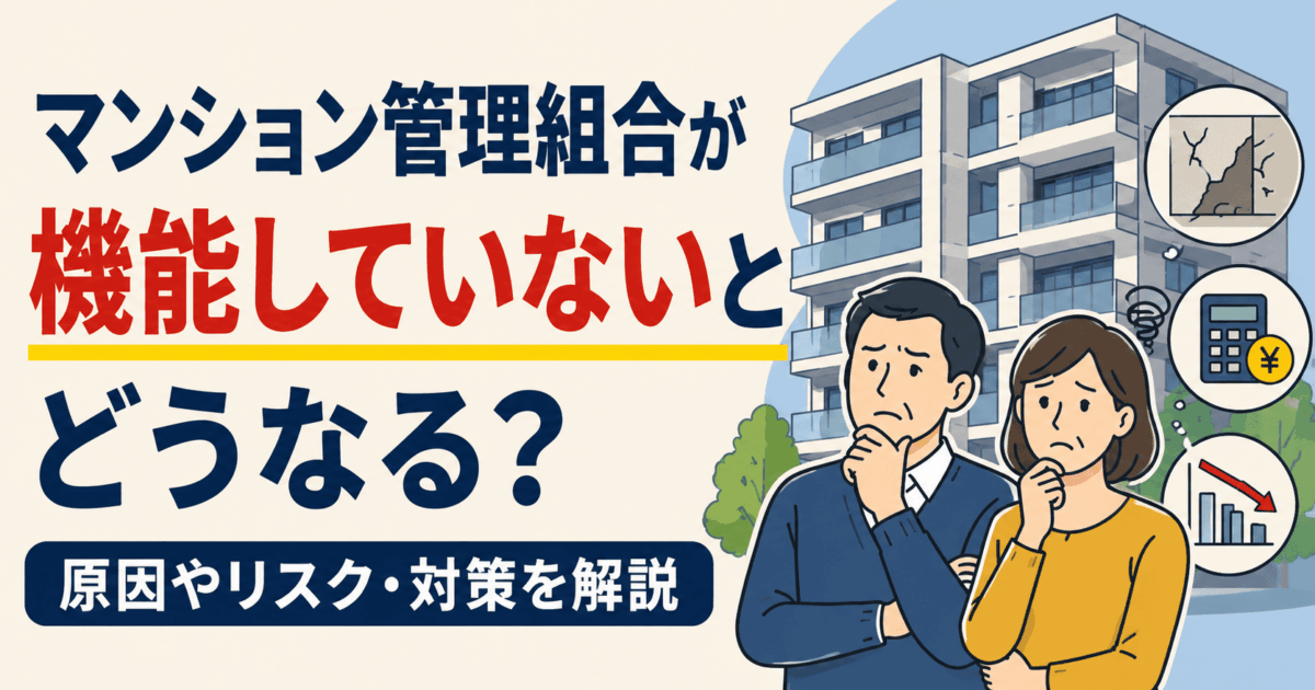 マンション管理組合が機能していないとどうなる？原因やリスク・対策を解説