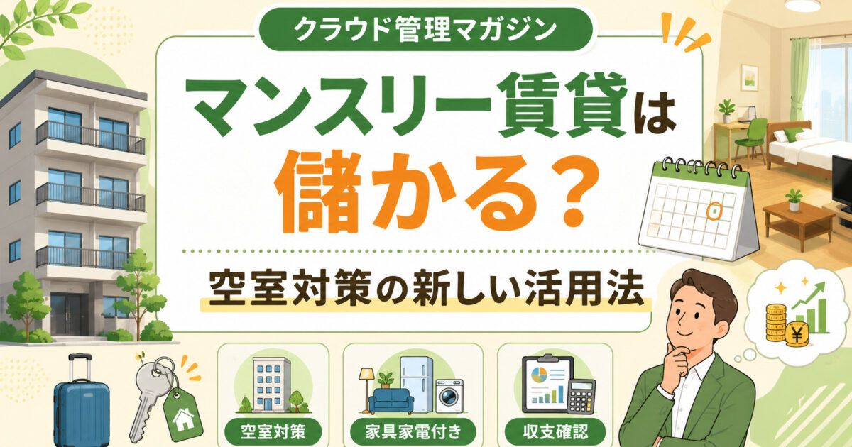 マンスリーマンション経営は儲かる？空室に悩むオーナーが知っておきたい新しい活用法