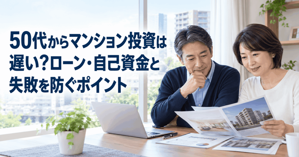 50代からマンション投資は遅い？ローン・自己資金と失敗を防ぐポイント