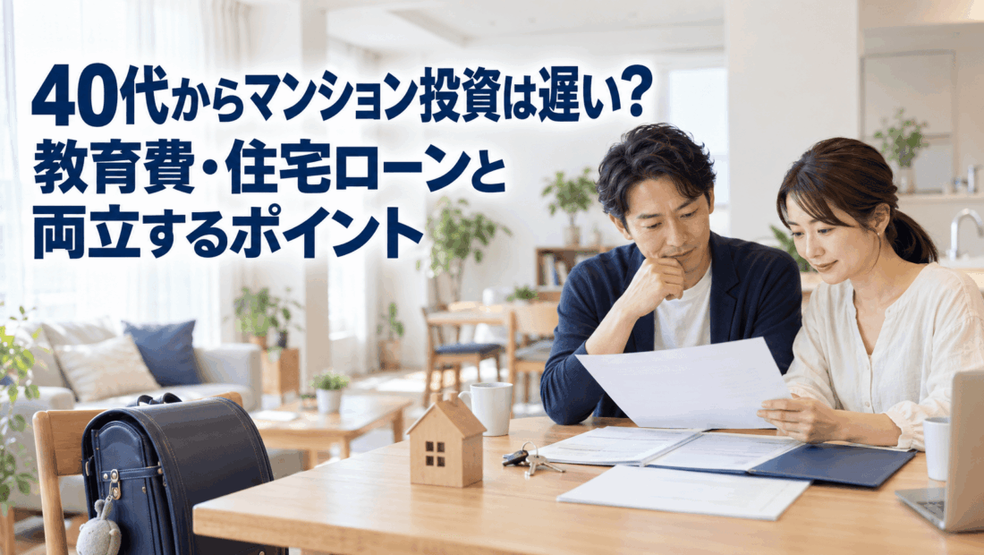 40代からマンション投資は遅い？教育費・住宅ローンと両立するポイント