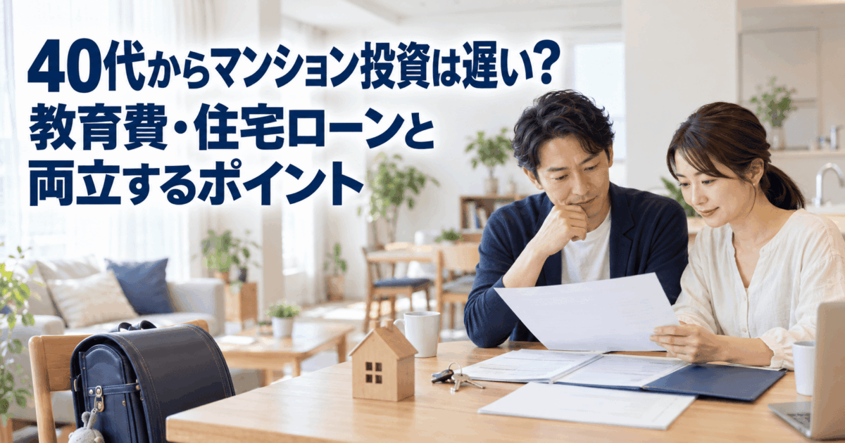 40代からマンション投資は遅い？教育費・住宅ローンと両立するポイント