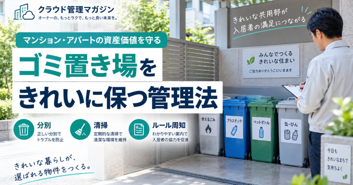マンションのゴミ置き場をきれいに保つには？オーナーが知っておきたい管理方法