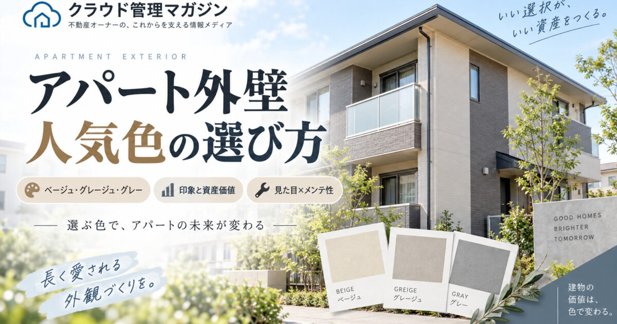 アパートの外壁で人気の色は？外観の印象と資産価値を考えた選び方