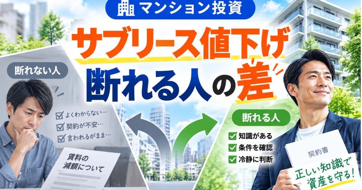 マンション投資でサブリース値下げ｜断れる人と断れない人の差