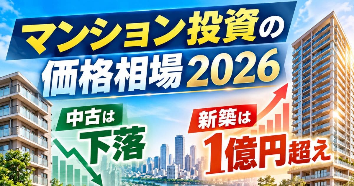 マンション投資の価格相場2026｜中古は下落、新築は1億円超え