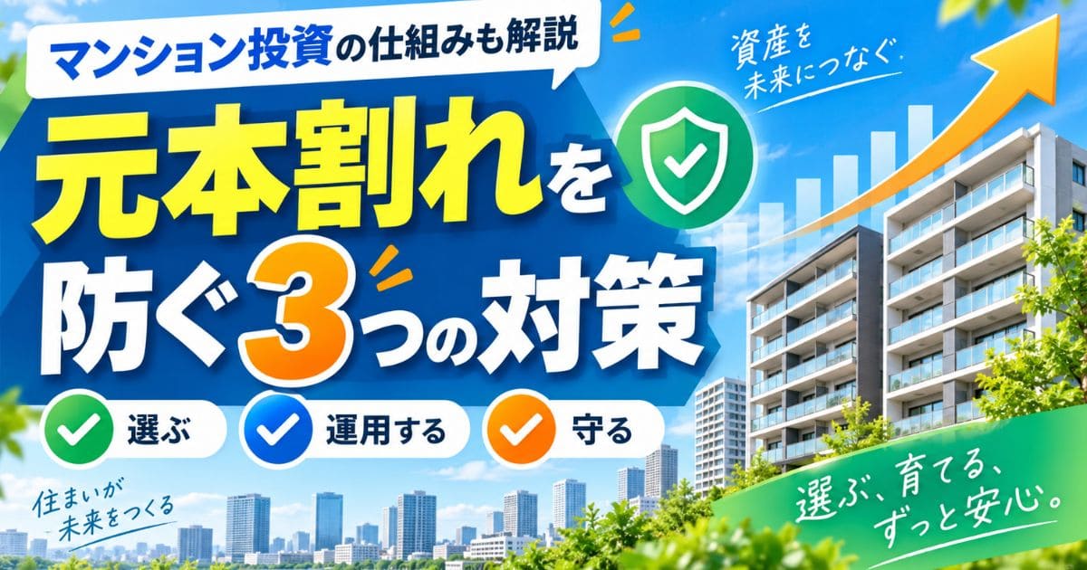 マンション投資は元本割れする？仕組みと避けるための3つの対策