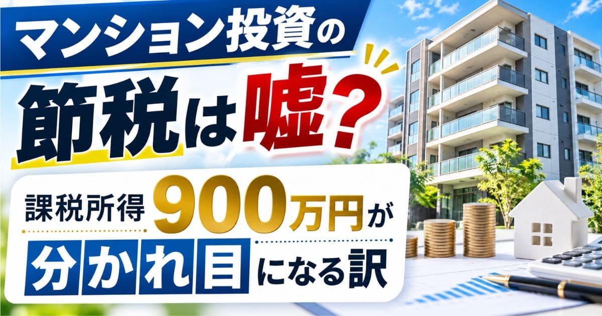 マンション投資の節税は嘘？｜課税所得900万円が分かれ目になる訳