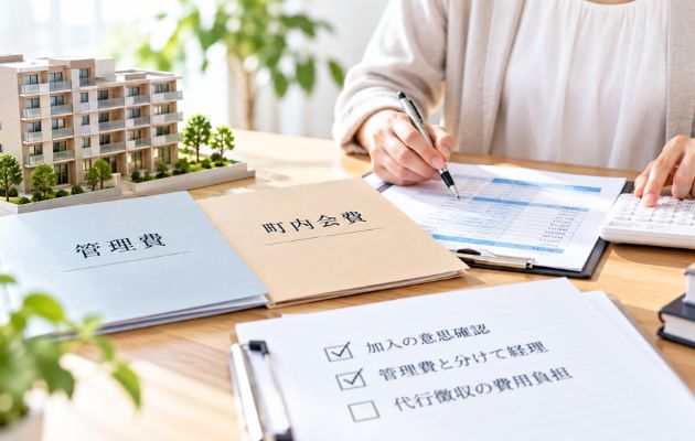 町内会費を一括で徴収した時の注意点を意識しながら計算している様子の写真