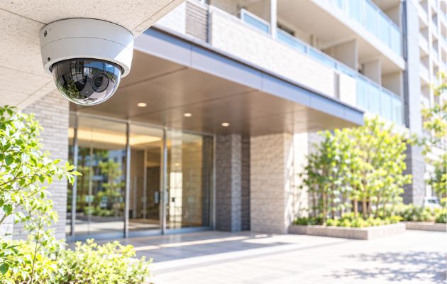 マンションに防犯カメラが付いている写真